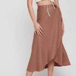 Aritzia Wilfred Eleta Linen Wrap Skirt Midi